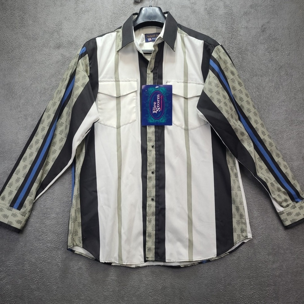Panhandle Slim Western Shirt Mens 17.36 Aztec Pearl Snap Cowboy Rodeo Fire Storm